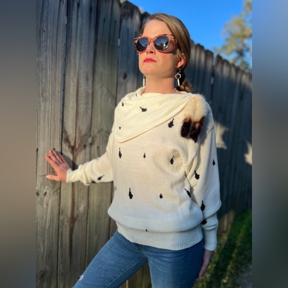 Vintage SUNBOW2 sweater with faux fur tails